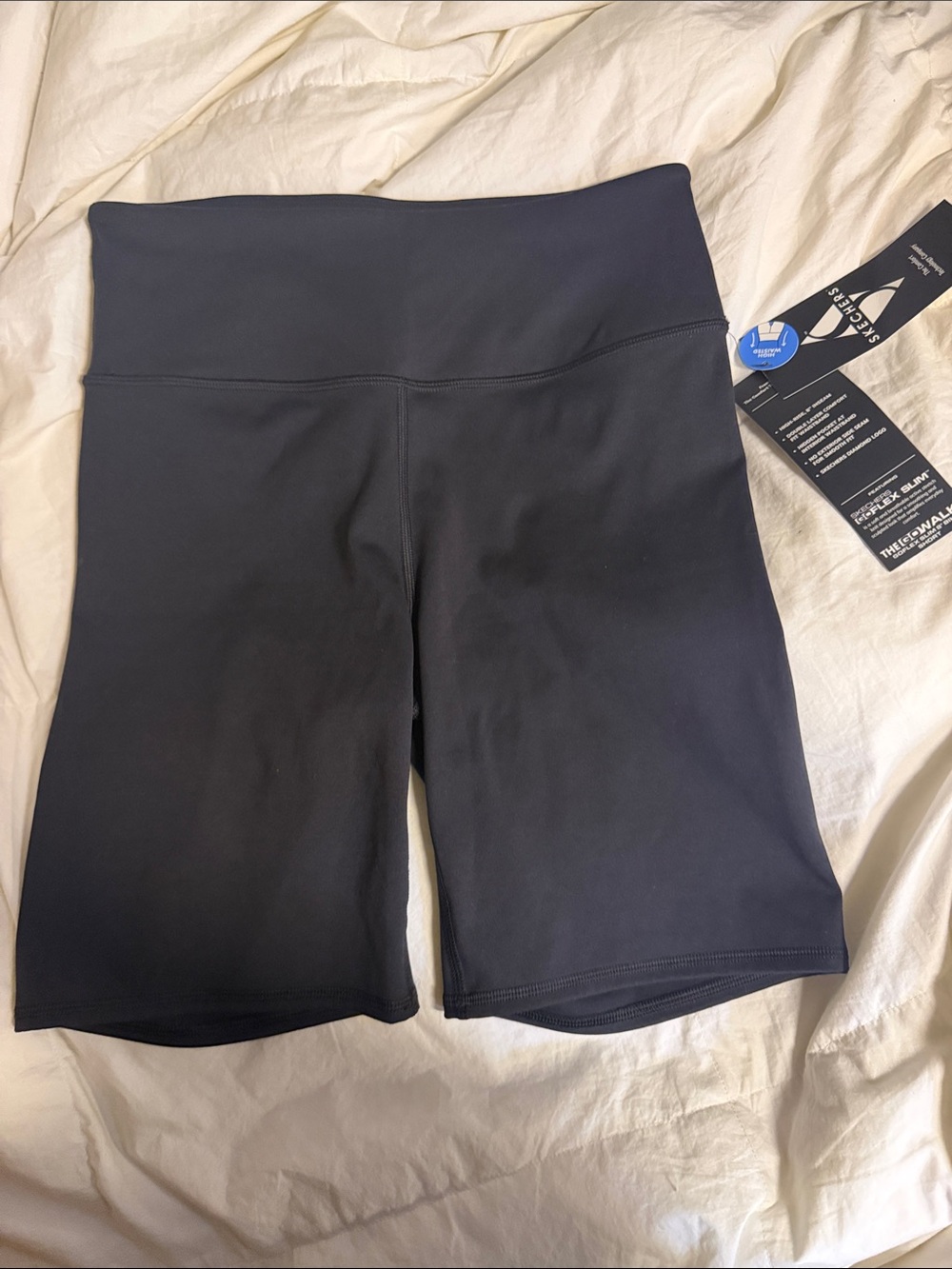 Skechers Solid Black High-Waist Bike Shorts